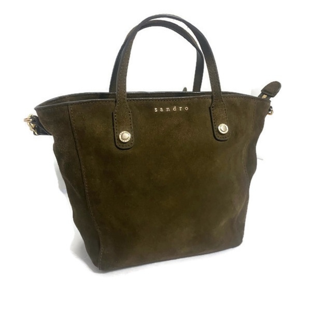 Sandro Green Tote crossbody/satchel with Structured Design and Silver Hardware - Picture 1 of 9